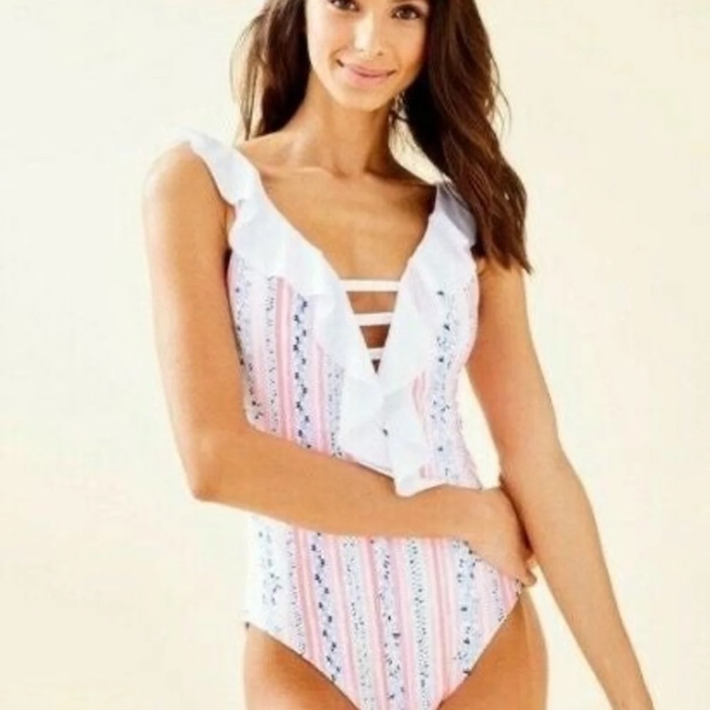 NWT Lilly Pulitzer Carmen one piece, Sea Stripe